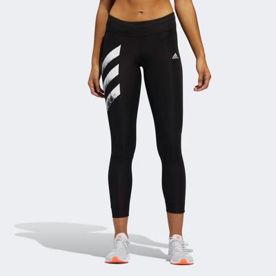 Adidas Womens Own The Run 3-Stripe Leggings - Black - main image