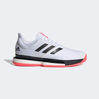 Adidas Mens SoleCourt Tennis Shoes - Cloud White/Signal Pink - main image
