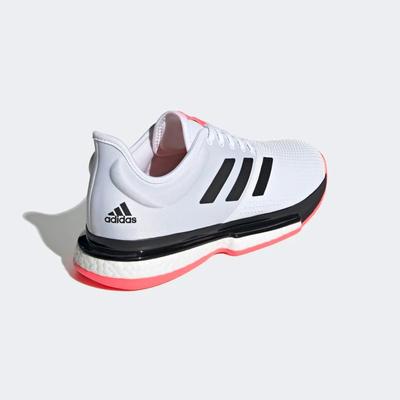 Adidas Mens SoleCourt Tennis Shoes - Cloud White/Signal Pink
