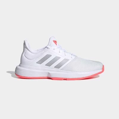 Adidas Womens GameCourt Tennis Shoes - White/Silver/Pink - main image
