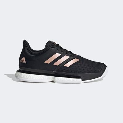 Adidas Womens SoleCourt Tennis Shoes - Black/Gold - main image