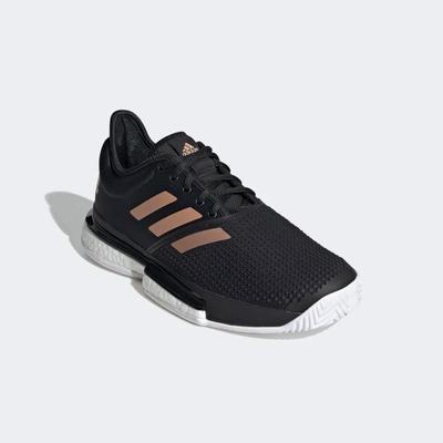 Adidas Womens SoleCourt Tennis Shoes - Black/Gold - main image