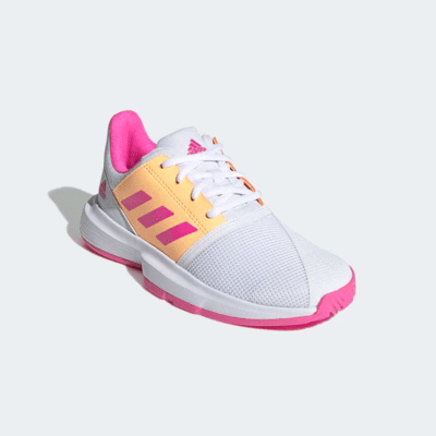 Adidas Kids CourtJam XJ Tennis Shoes - Cloud White/Screaming Pink - main image