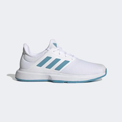 Adidas Mens GameCourt Tennis Shoes - White/Hazy Blue - main image