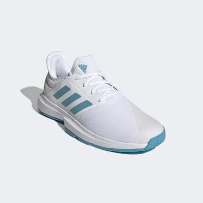 Adidas Mens GameCourt Tennis Shoes - White/Hazy Blue - main image
