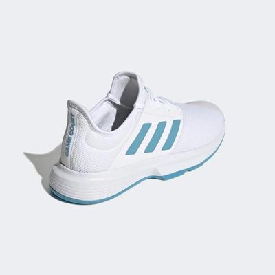 Adidas Mens GameCourt Tennis Shoes - White/Hazy Blue - main image