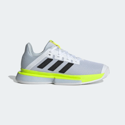 Adidas Womens SoleMatch Bounce Tennis Shoes - White/Solar Yellow