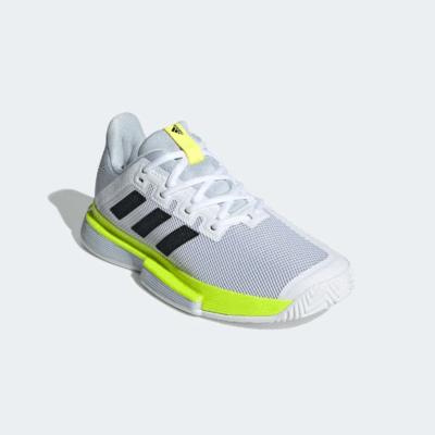 Adidas Womens SoleMatch Bounce Tennis Shoes - White/Solar Yellow - main image