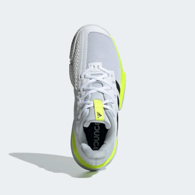 Adidas Womens SoleMatch Bounce Tennis Shoes - White/Solar Yellow - main image