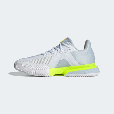 Adidas Womens SoleMatch Bounce Tennis Shoes - White/Solar Yellow - main image
