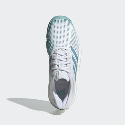 Adidas Mens SoleCourt Parley Tennis Shoes - White/Blue - main image