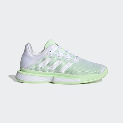 Adidas Womens SoleMatch Bounce Tennis Shoes - White/Glow Green - main image