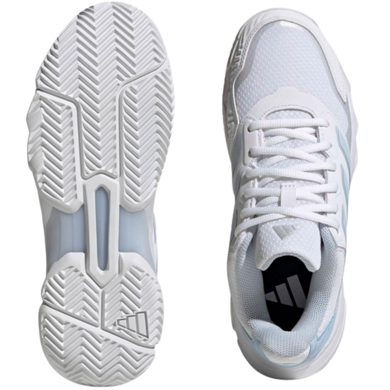 Adidas Womens CourtJam Control 3 Tennis Shoes - Cloud White / Crystal White / Silver Metallic - main image