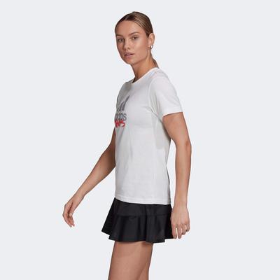 Adidas Womens Tennis Graphic Logo T-Shirt - White - main image