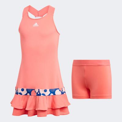 Adidas Girls Frill Dress - Semi Flash Red - main image