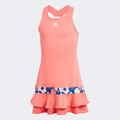 Adidas Girls Frill Dress - Semi Flash Red - main image