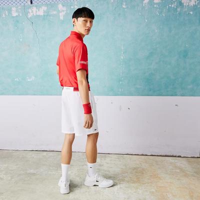 Lacoste MensSport x Djokovic Light Stretch Tennis Shorts - White/Red