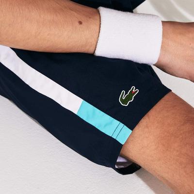 Lacoste Mens Striped Short Navy White Turquoise Tennisnuts