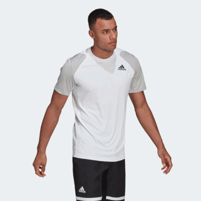 Adidas Mens Club Tennis 3-Stripes Club T-Shirt - White/Grey Two - main image