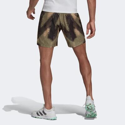 Adidas Mens Printed 7-Inch Tennis Shorts - Orbit Green - main image
