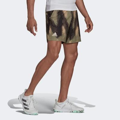Adidas Mens Printed 7-Inch Tennis Shorts - Orbit Green - main image