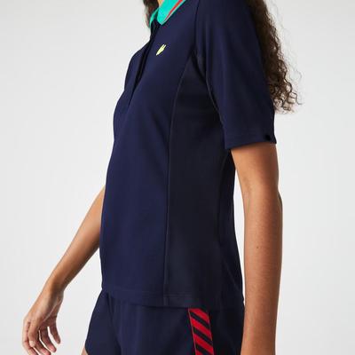 Lacoste Womens Sport Thermo-Regulating Pique Polo - Navy/Green