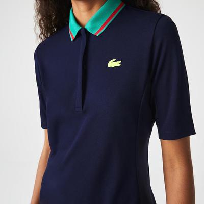 Lacoste Womens Sport Thermo-Regulating Pique Polo - Navy/Green
