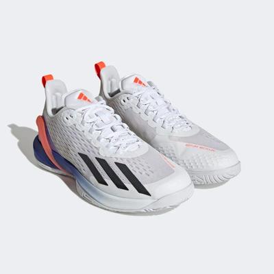 Adidas Mens Adizero Cybersonic Tennis Shoes - Cloud White/Solar Red