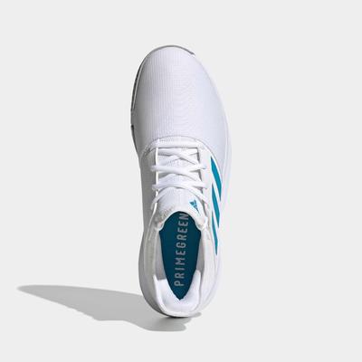 Adidas Mens GameCourt Tennis Shoes - White/Sonic Aqua