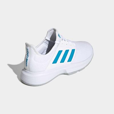 Adidas Mens GameCourt Tennis Shoes - White/Sonic Aqua - main image