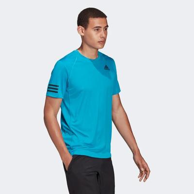 Adidas Mens Club Tennis 3-Stripes Club Tee - Sonic Aqua