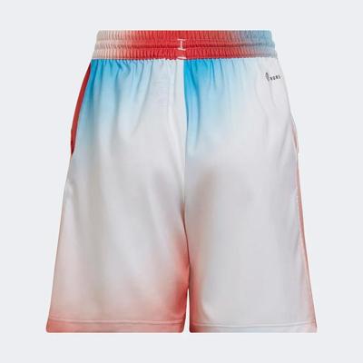 Adidas Boys Printed Shorts -  White/Vivid Red/Sky Rush