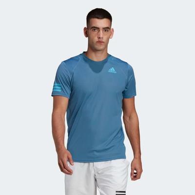 Adidas Mens Club 3 Stripe T-Shirt -  Altered Blue/Sky Rush - main image