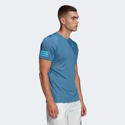 Adidas Mens Club 3 Stripe T-Shirt -  Altered Blue/Sky Rush - main image