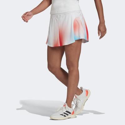 Adidas Womens Melbourne Printed Tennis Skirt - White/Vivid Red