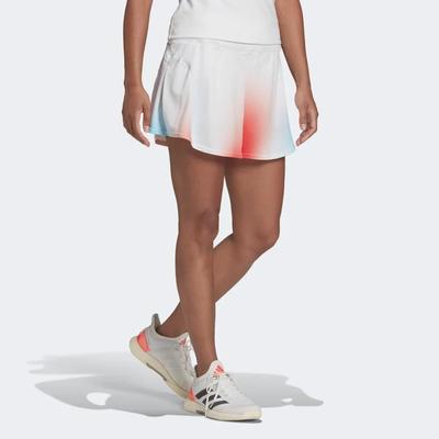 Adidas Womens Melbourne Printed Tennis Skirt - White/Vivid Red