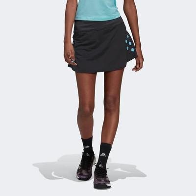 Adidas Womens Paris Tennis Skirt - Carbon/Pulse Aqua - main image