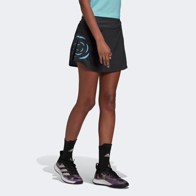 Adidas Womens Paris Tennis Skirt - Carbon/Pulse Aqua
