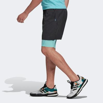 Adidas Mens Paris Two-In-One Shorts - Carbon/Pulsa Aqua