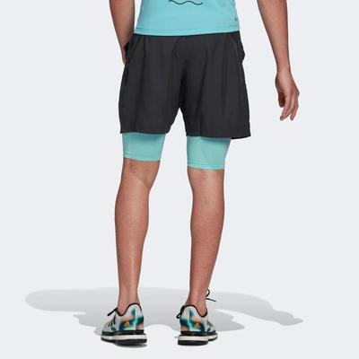 Adidas Mens Paris Two-In-One Shorts - Carbon/Pulsa Aqua