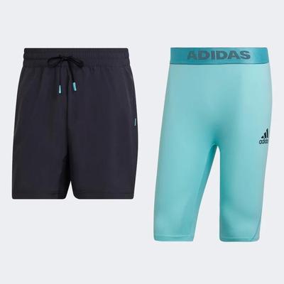 Adidas Mens Paris Two-In-One Shorts - Carbon/Pulsa Aqua