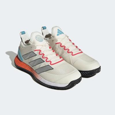 Adidas Mens Adizero Ubersonic 4 Clay Tennis Shoes - Chalk White/Silver Metallic/Preloved Blue - main image