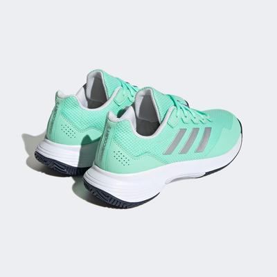 Adidas Womens GameCourt 2.0 Tennis Shoes - Pulse Mint/Silver Metallic - main image
