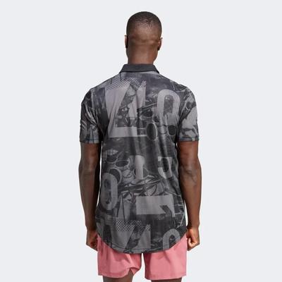 Adidas Mens Club Graphic Polo - Grey Five/Black