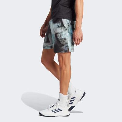 Adidas Mens Printed Pro Tennis Shorts - Black/Semi Flash Aqua - main image