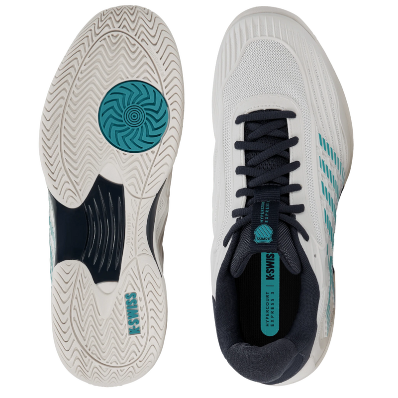 K-Swiss Mens Hypercourt Express 3 Tennis Shoes - Blanc De Blanc/Carbon/Baltic - main image