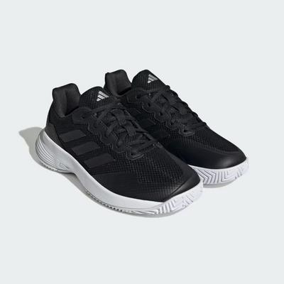 Adidas Womens GameCourt 2.0 Tennis Shoes - Core Black/Silver Metallic