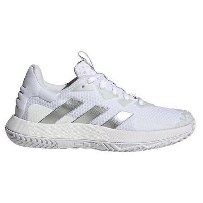Adidas Womens Solematch Control Tennis Shoes - Cloud White/Metallic Silver - main image