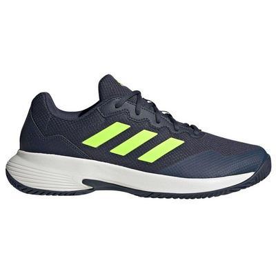 Adidas Mens Gamecourt 2.0 Tennis Shoes - Navy/Lucid Lemon - main image
