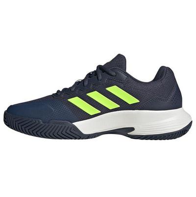 Adidas Mens Gamecourt 2 Tennis Shoes - Navy/Lucid Lemon - main image